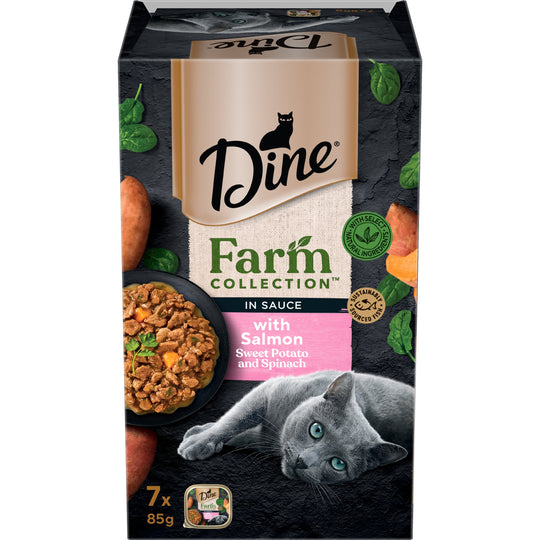 Dine Farm Collection Salmon Sweet Potato and Spinach Adult Cat Wet Food 85g x 7