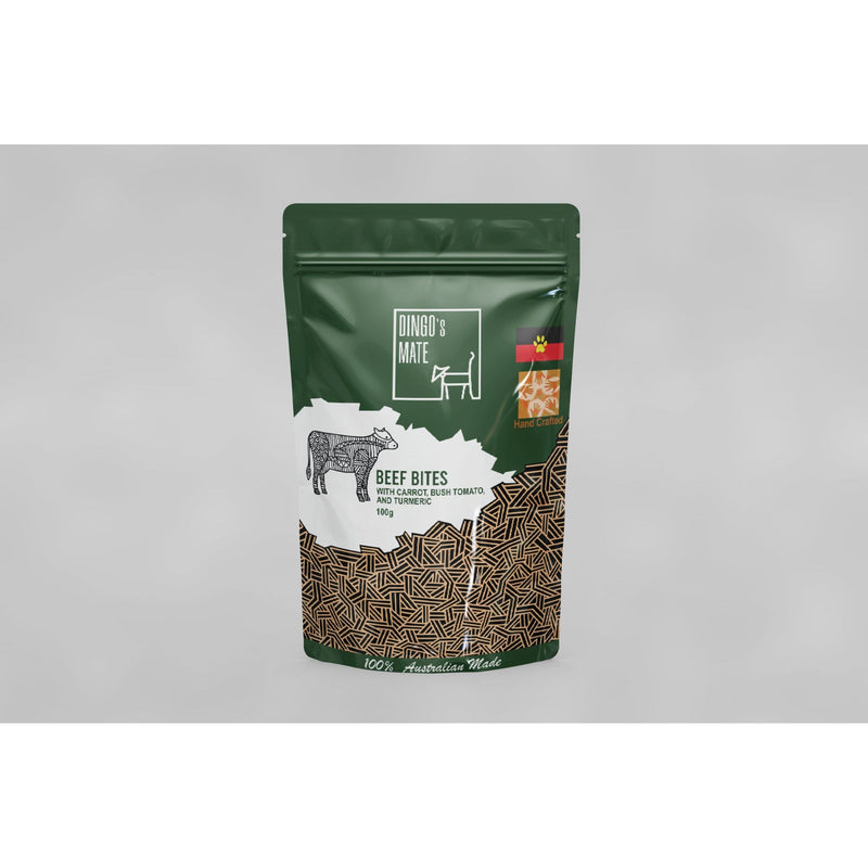 Dingos Mate Beef with Tomato and Turmeric Grain Free Bites Dog Treats 100g-Habitat Pet Supplies