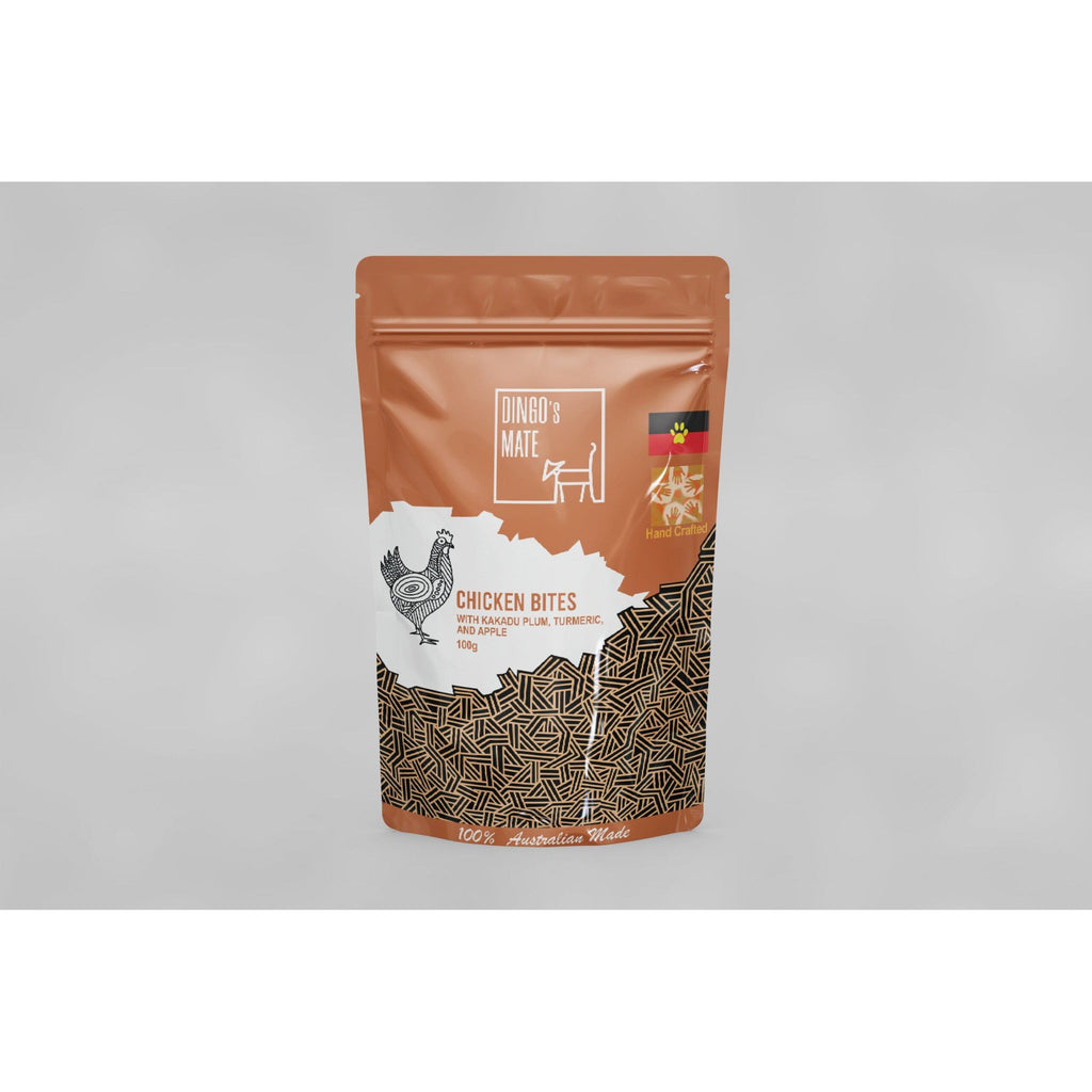 Dingos Mate Chicken with Kakadu Plum Turmeric and Apple Bites Dog Treats 200g-Habitat Pet Supplies