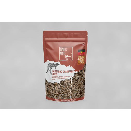 Dingos Mate Kangaroo with Davidson Plum Riberry and Blueberry Grain Free Bites Dog Treats 100g ***