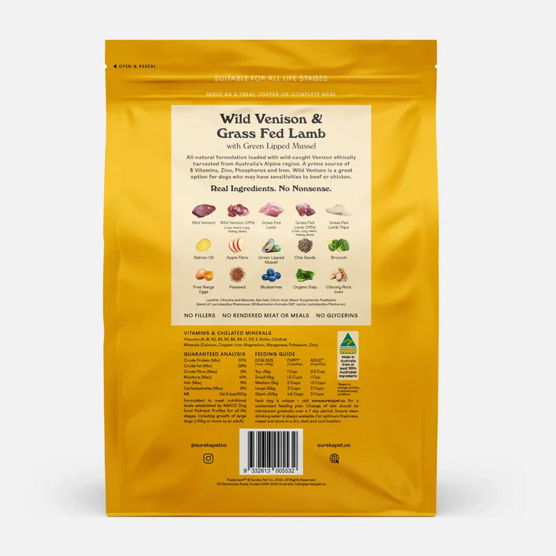 Eureka Wild Venison and Grass Fed Lamb Air Dried Dog Food 1.8kg