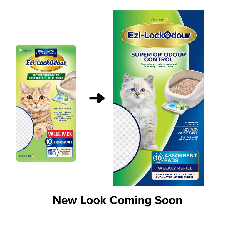 Ezi-LockOdour Dual Layer Cat Litter System Absorbent Cat Pads 10pk (+_+)