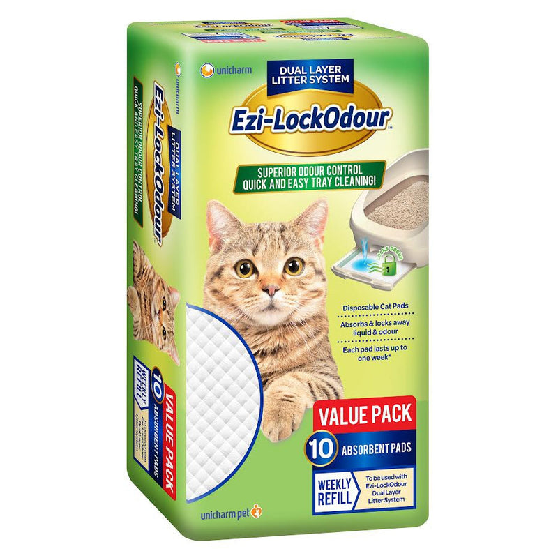 Ezi-LockOdour Dual Layer Cat Litter System Absorbent Cat Pads 10pk-Habitat Pet Supplies