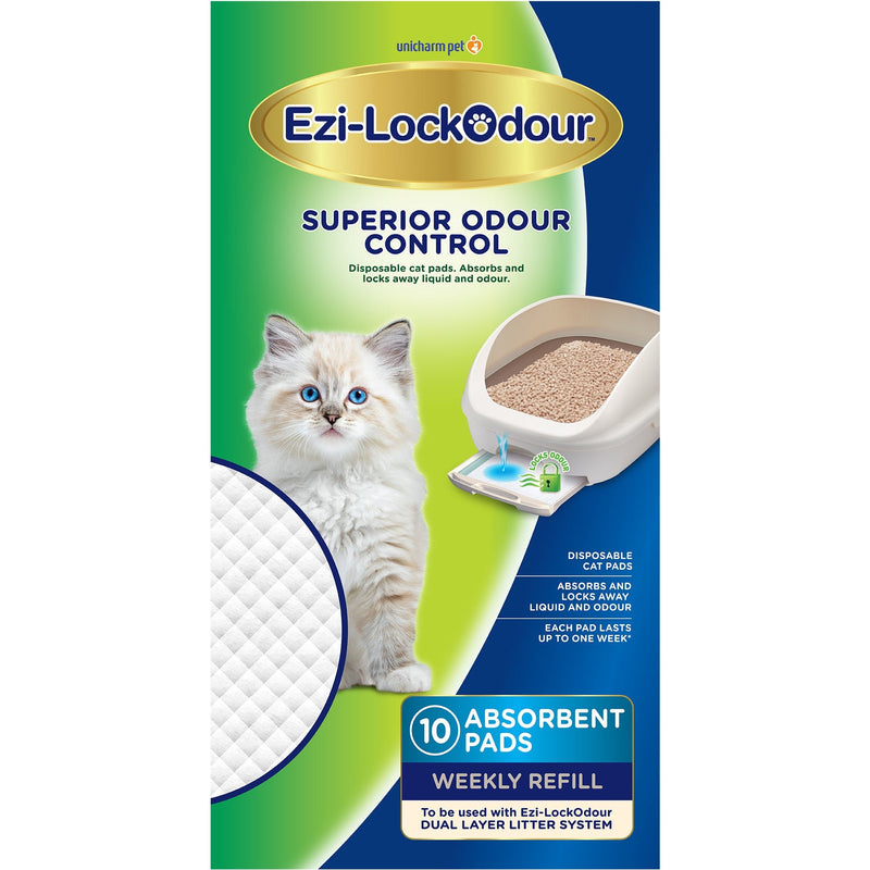 Ezi-LockOdour Dual Layer Cat Litter System Absorbent Cat Pads 10pk (+_+)-Habitat Pet Supplies
