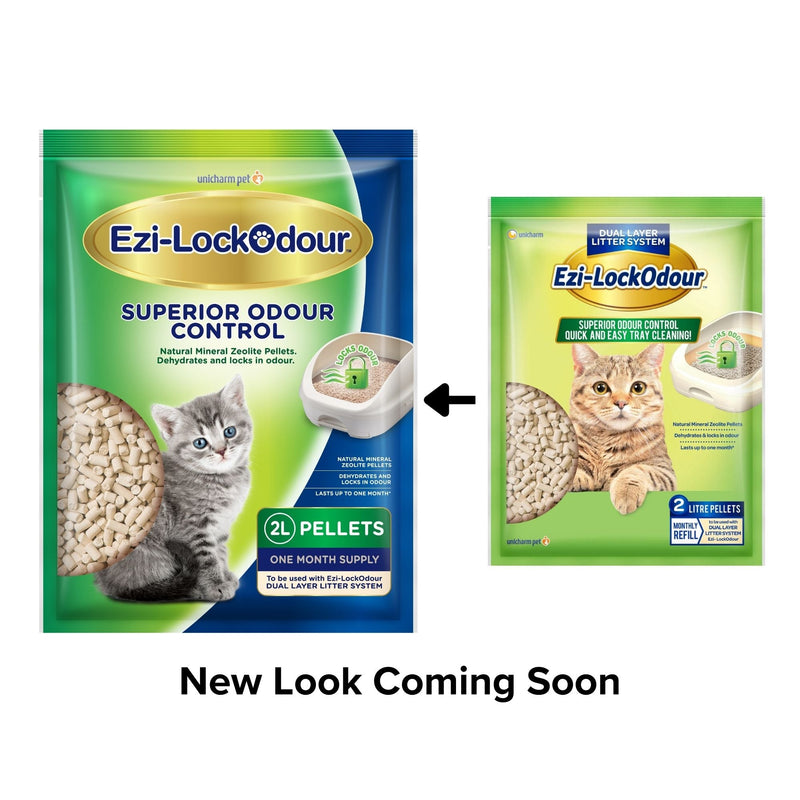 Ezi-LockOdour Dual Layer Cat Litter System Natural Zeolite Cat Litter Pellets 2kg