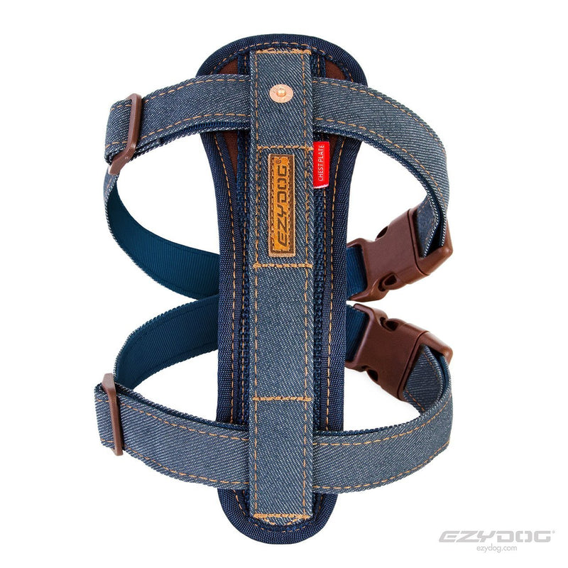 EzyDog Chestplate Dog Harness Denim Medium-Habitat Pet Supplies