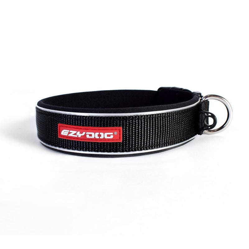 EzyDog Classic Neoprene Dog Collar Black Extra Large-Habitat Pet Supplies