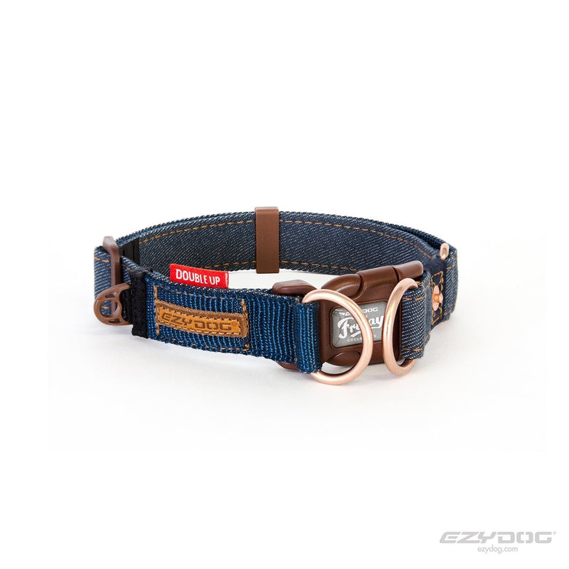 EzyDog Double Up Dog Collar Medium Denim-Habitat Pet Supplies