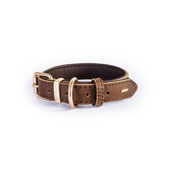 EzyDog Oxford Leather Dog Collar Brown Small-Habitat Pet Supplies
