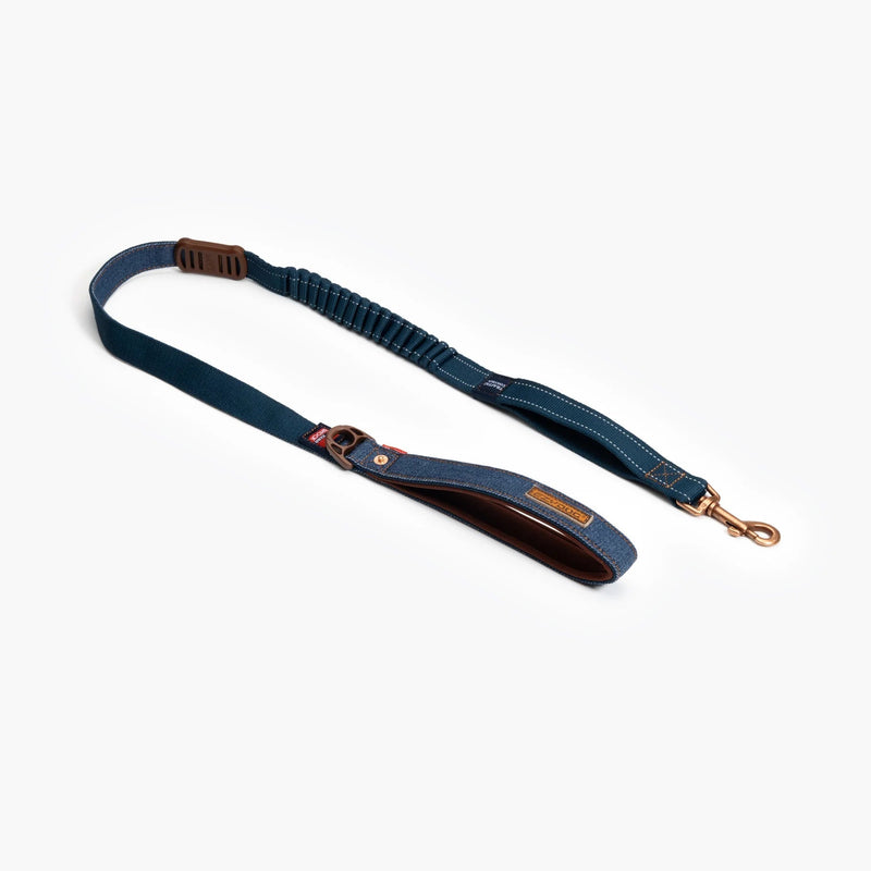 EzyDog Zero Shock Dog Lead Blue Denim Large 48inch-Habitat Pet Supplies