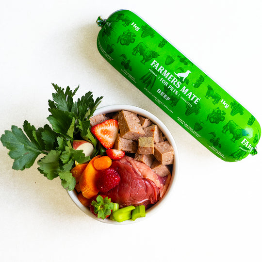 Farmers Mate Beef Cooked Dog Food Roll 1kg