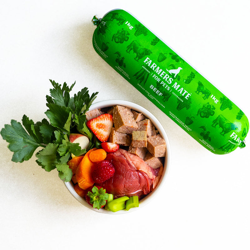 Farmers Mate Beef Cooked Dog Food Roll 1kg-Habitat Pet Supplies