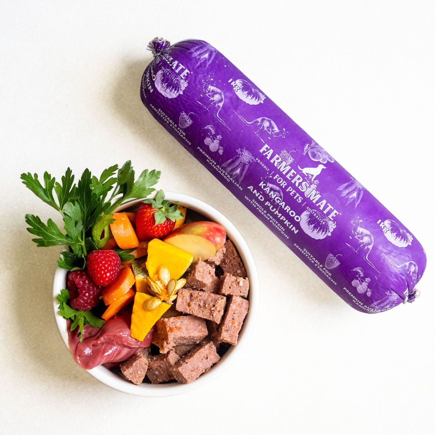 Farmers Mate Kangaroo Cooked Dog Food Roll – Habitat Pet