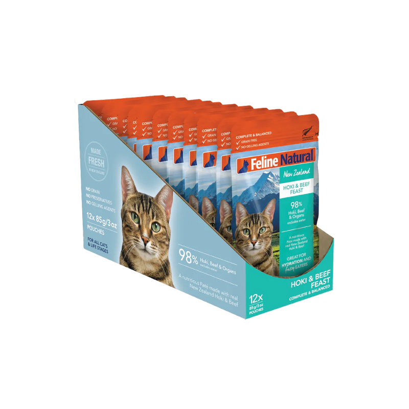 Feline Natural Hoki and Beef Feast Wet Cat Food 85g X12 (+_+)-Habitat Pet Supplies