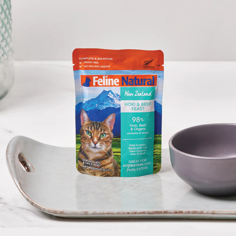 Feline Natural Hoki and Beef Feast Wet Cat Food 85g (+_+)