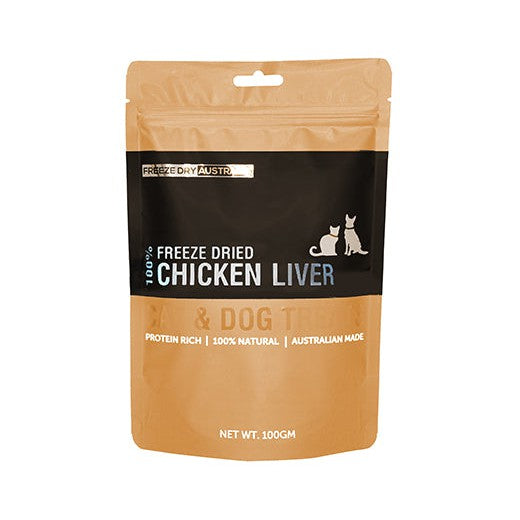 Freeze Dry Australia Chicken Liver Natural Raw Treats for Cats and Dogs 80g-Habitat Pet Supplies