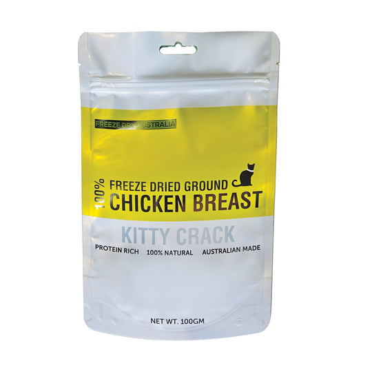 Freeze Dry Australia Kitty Crack Ground Freeze Dried Natural Raw Chicken Breast 100g