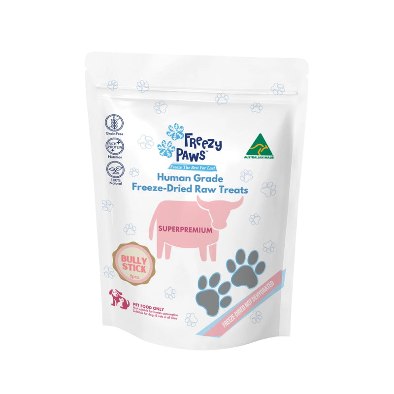 Freezy Paws Freeze Dried Beef Bully Sticks Dog Treats 8 Pack (+_+)-Habitat Pet Supplies