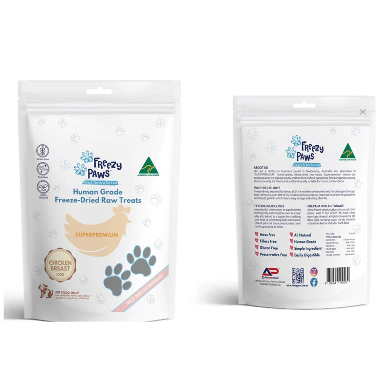 Freezy Paws Freeze Dried Chicken Breast Dog and Cat Treats 100g