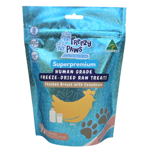 Freezy Paws Freeze Dried Chicken Breast with Colostrum Dog and Cat Treats 80g (+_+)-Habitat Pet Supplies