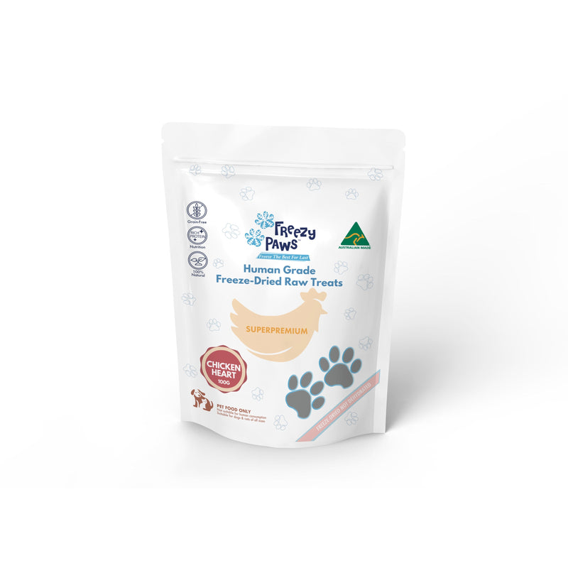 Freezy Paws Freeze Dried Chicken Hearts Dog and Cat Treats 100g (+_+)-Habitat Pet Supplies