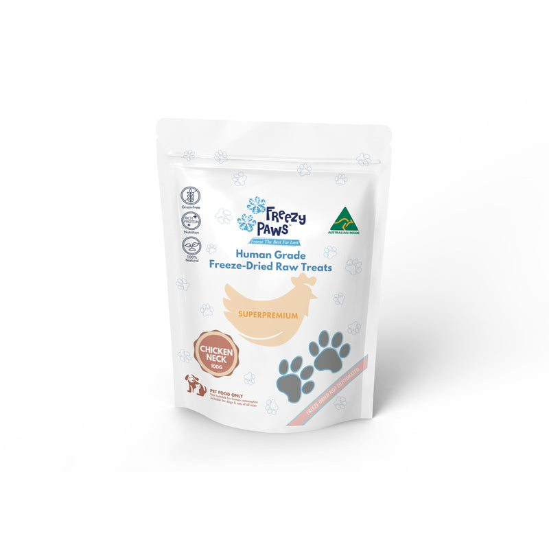 Freezy Paws Freeze Dried Chicken Necks Dog and Cat Treats 100g (+_+)-Habitat Pet Supplies