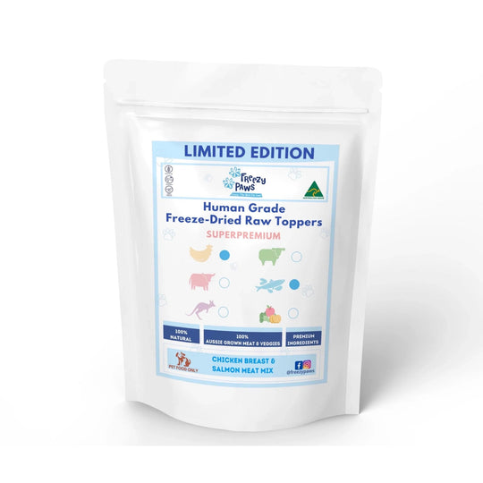 Freezy Paws Freeze Dried Chicken and Salmon Topper Mix for Dogs and Cats 80g
