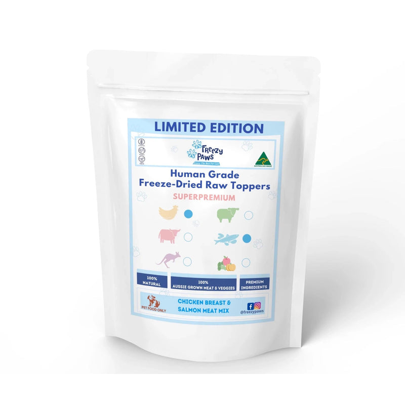 Freezy Paws Freeze Dried Chicken and Salmon Topper Mix for Dogs and Cats 80g (+_+)-Habitat Pet Supplies