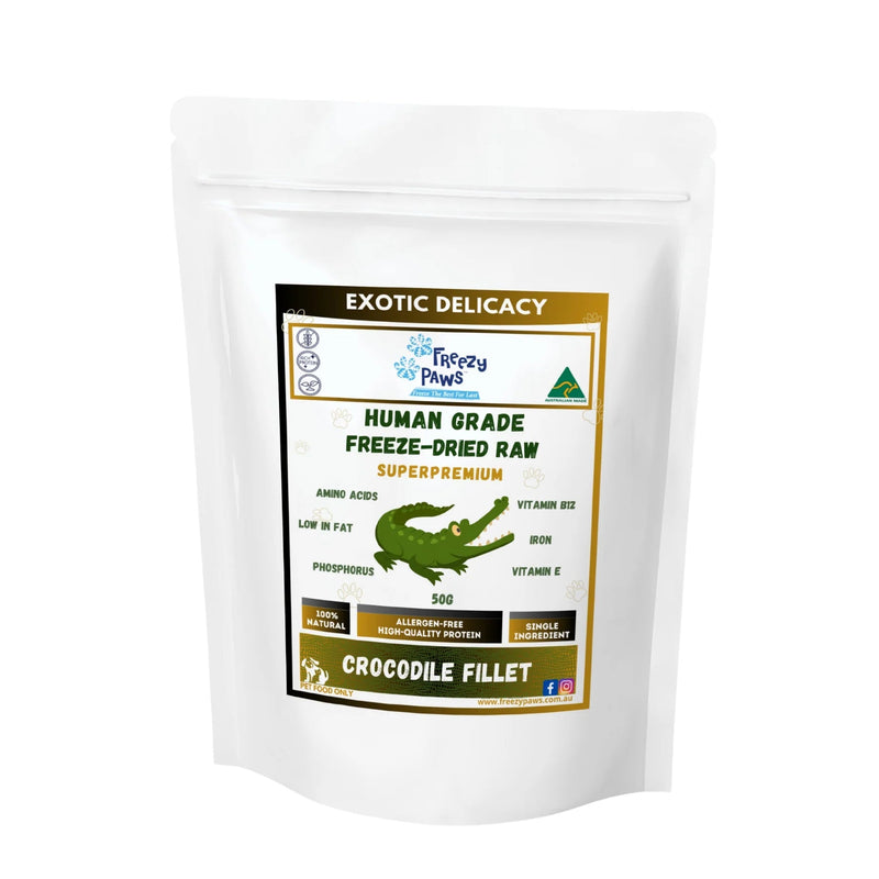 Freezy Paws Freeze Dried Crocodile Fillet Dog and Cat Treats 50g (+_+)-Habitat Pet Supplies