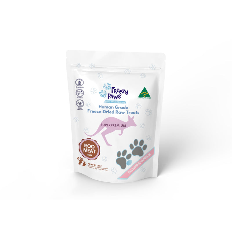Freezy Paws Freeze Dried Kangaroo Meat Dog and Cat Treats 80g (+_+)-Habitat Pet Supplies