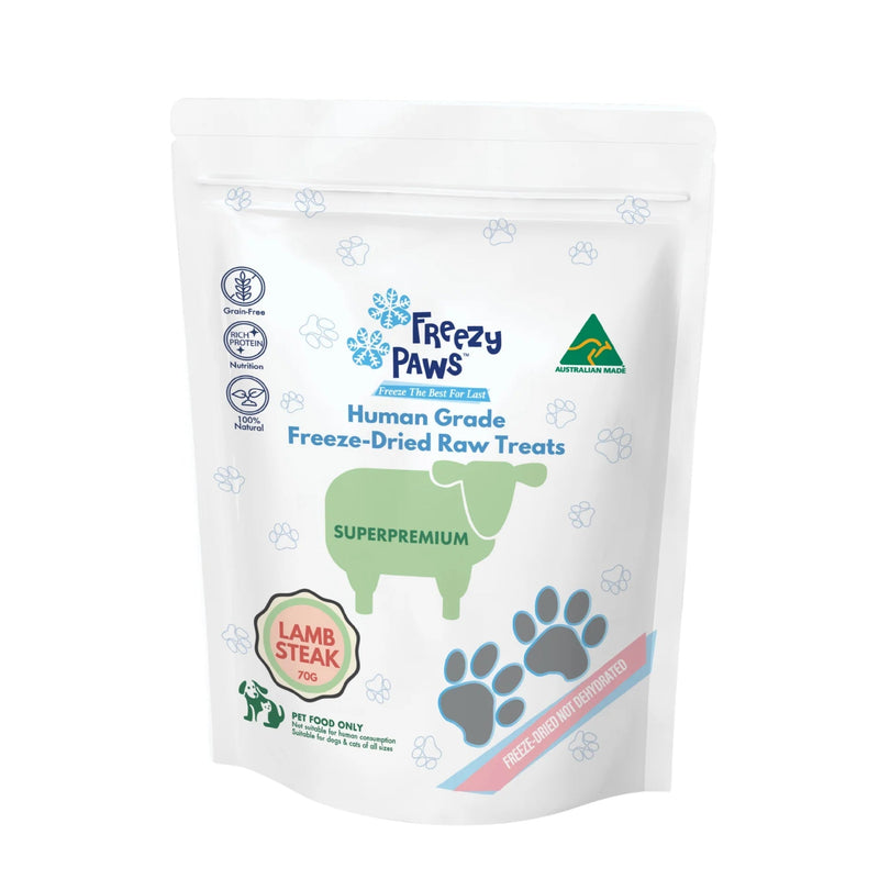 Freezy Paws Freeze Dried Lamb Steak Dog and Cat Treats 70g (+_+)-Habitat Pet Supplies