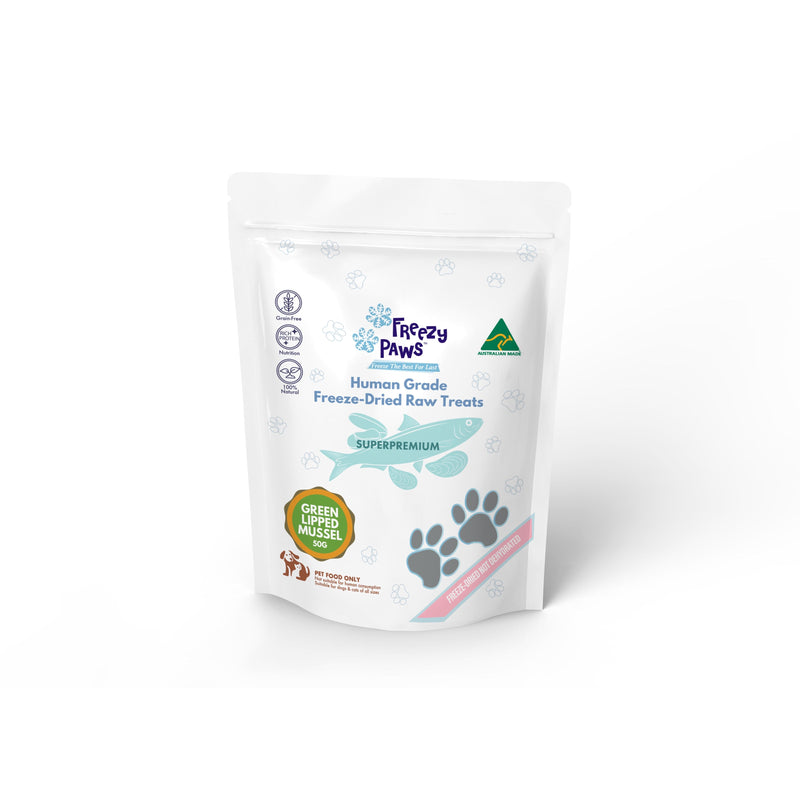 Freezy Paws Freeze Dried New Zealand Green Lipped Mussels Dog and Cat Treats 50g (+_+)-Habitat Pet Supplies