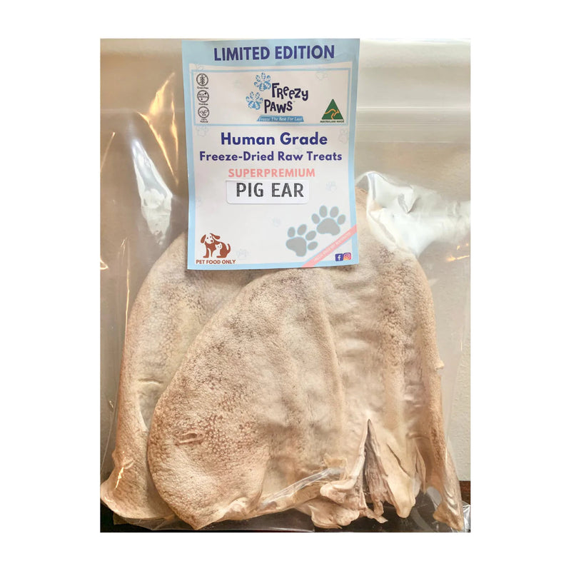 Freezy Paws Freeze Dried Pig Ear Jumbo Dog Treats 3 Pack (+_+)-Habitat Pet Supplies
