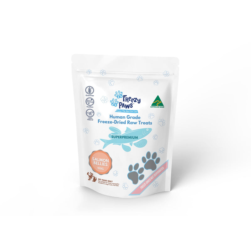 Freezy Paws Freeze Dried Salmon Bellies Dog and Cat Treats 100g (+_+)-Habitat Pet Supplies