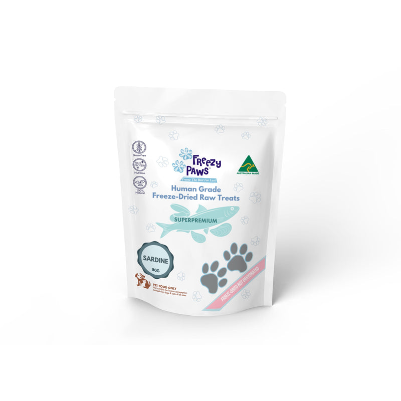 Freezy Paws Freeze Dried Whole Sardines Dog and Cat Treats 80g (+_+)-Habitat Pet Supplies