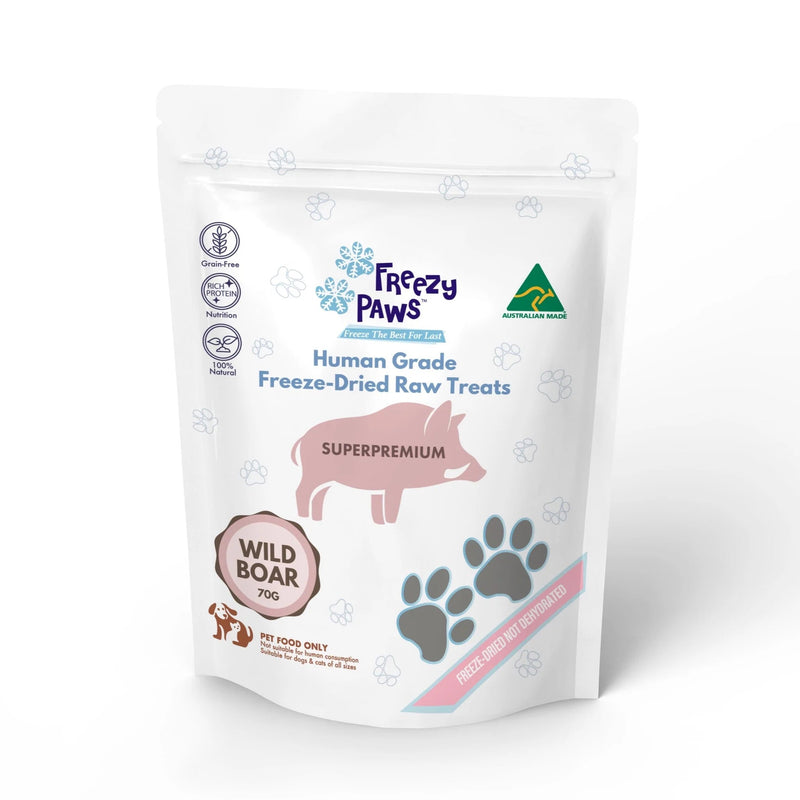Freezy Paws Freeze Dried Wild Boar Dog and Cat Treats 70g (+_+)-Habitat Pet Supplies