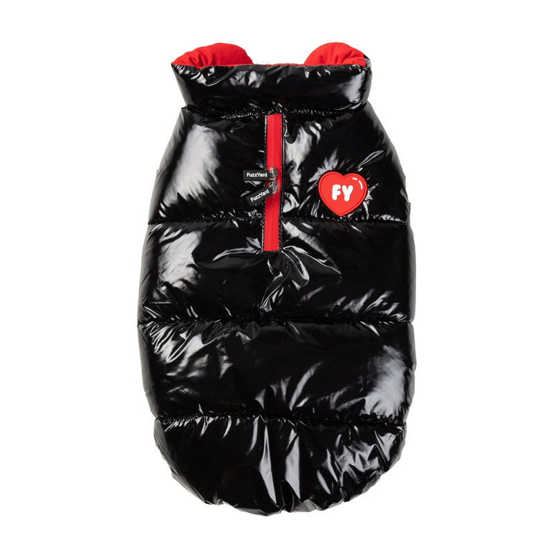 FuzzYard Dog Apparel Amor Puffer Jacket Black and Red Size 2-Habitat Pet Supplies