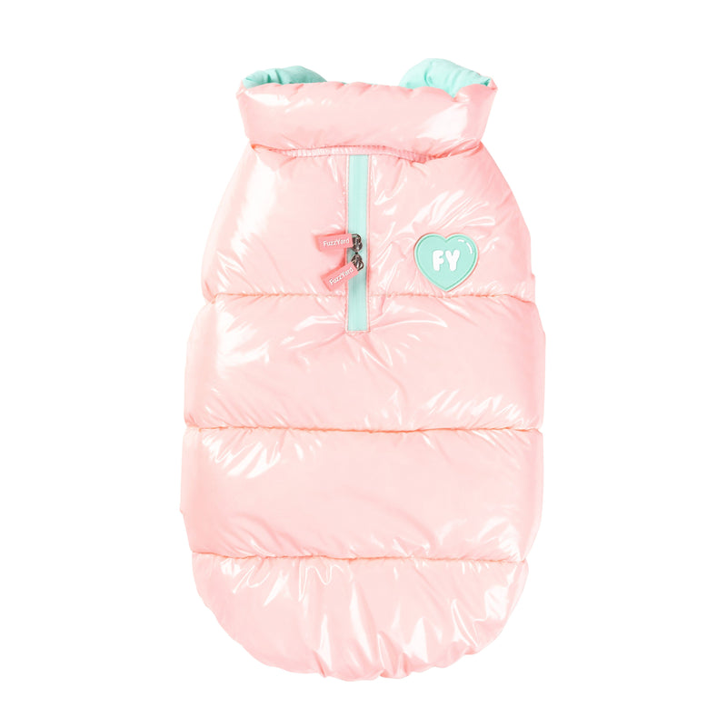 FuzzYard Dog Apparel Amor Puffer Jacket Bubblegum Pink and Mint Size 1-Habitat Pet Supplies