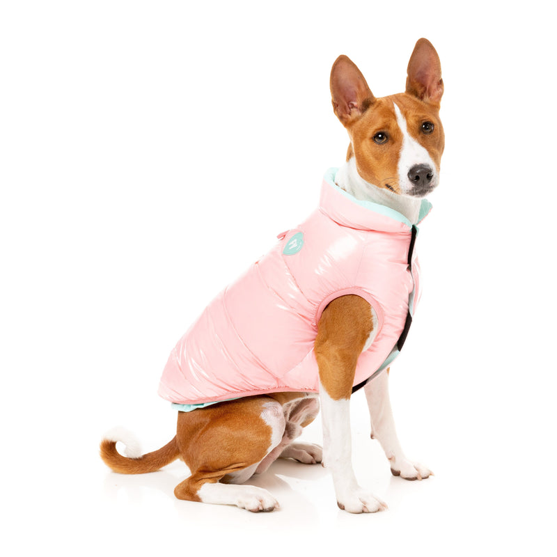 FuzzYard Dog Apparel Amor Puffer Jacket Bubblegum Pink and Mint Size 3