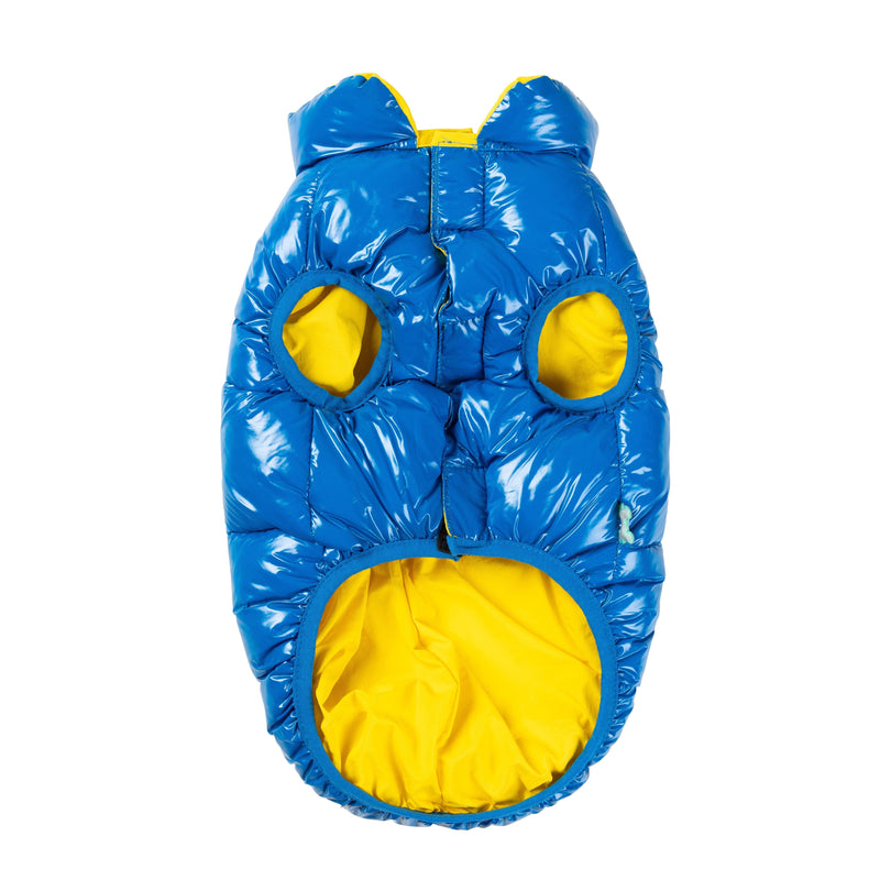 FuzzYard Dog Apparel Amor Puffer Jacket Cobalt Blue and Yellow Size 4