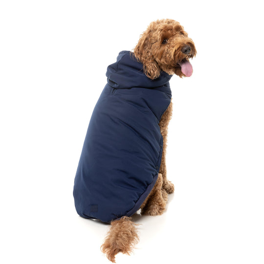 FuzzYard Dog Apparel Essential Padded Hooded Jacket Navy Size 4 ***