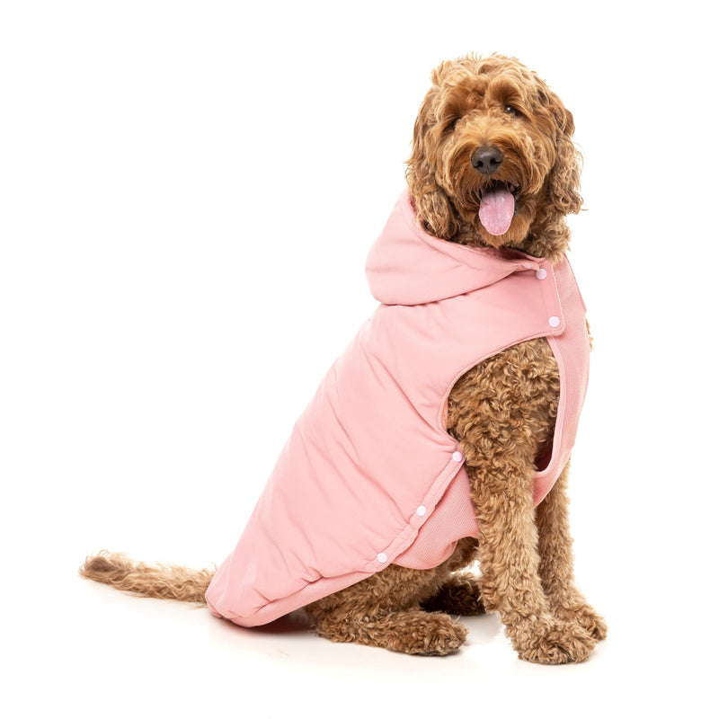 FuzzYard Dog Apparel Essential Padded Hooded Jacket Pink Size 4 ^+^-Habitat Pet Supplies