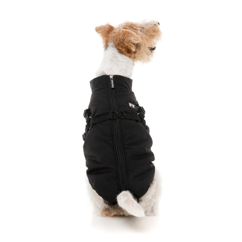 FuzzYard Dog Apparel Flash Jacket with Inbuilt Harness Black Size 2