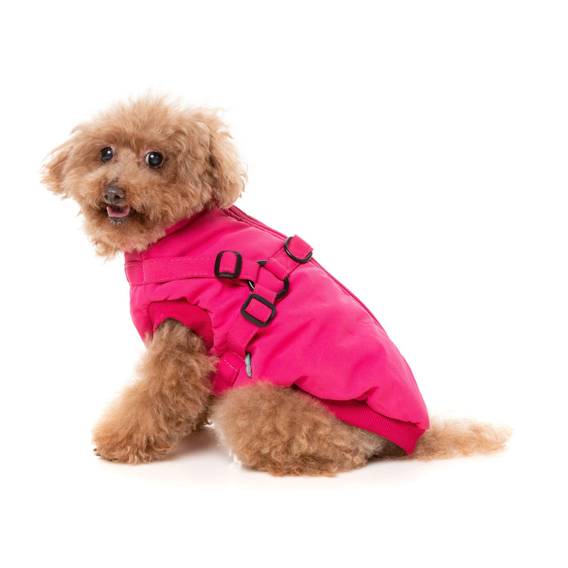 FuzzYard Dog Apparel Flash Jacket with Inbuilt Harness Magenta Size 5