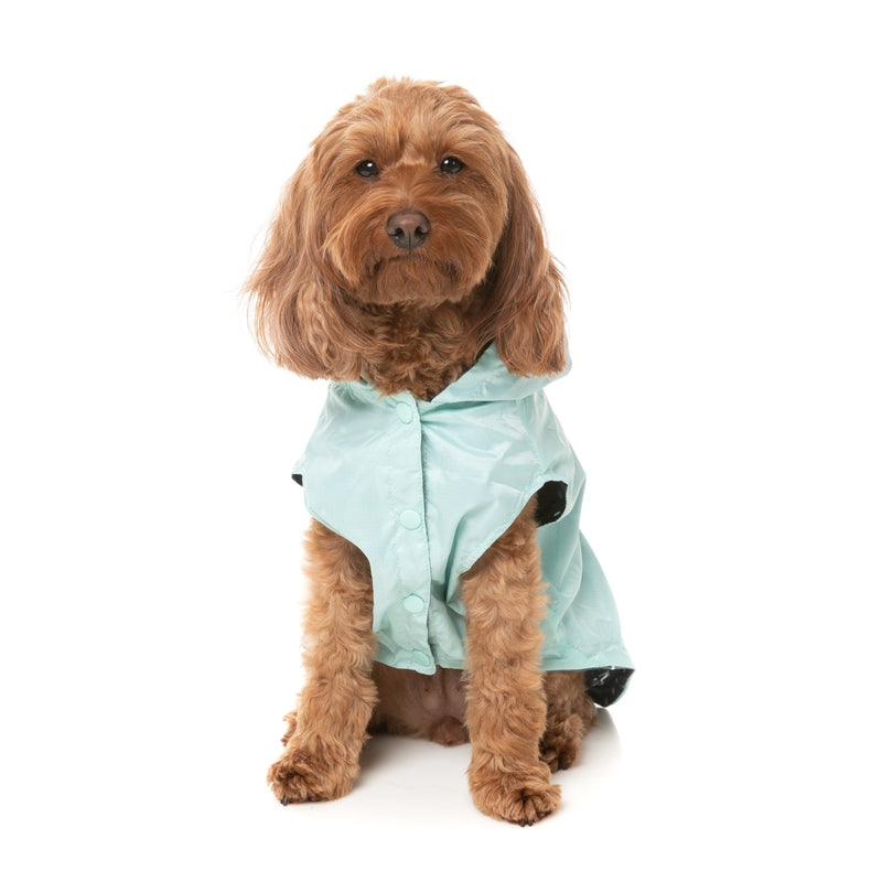 FuzzYard Dog Apparel Flipside Raincoat Mint and Grey Size 1