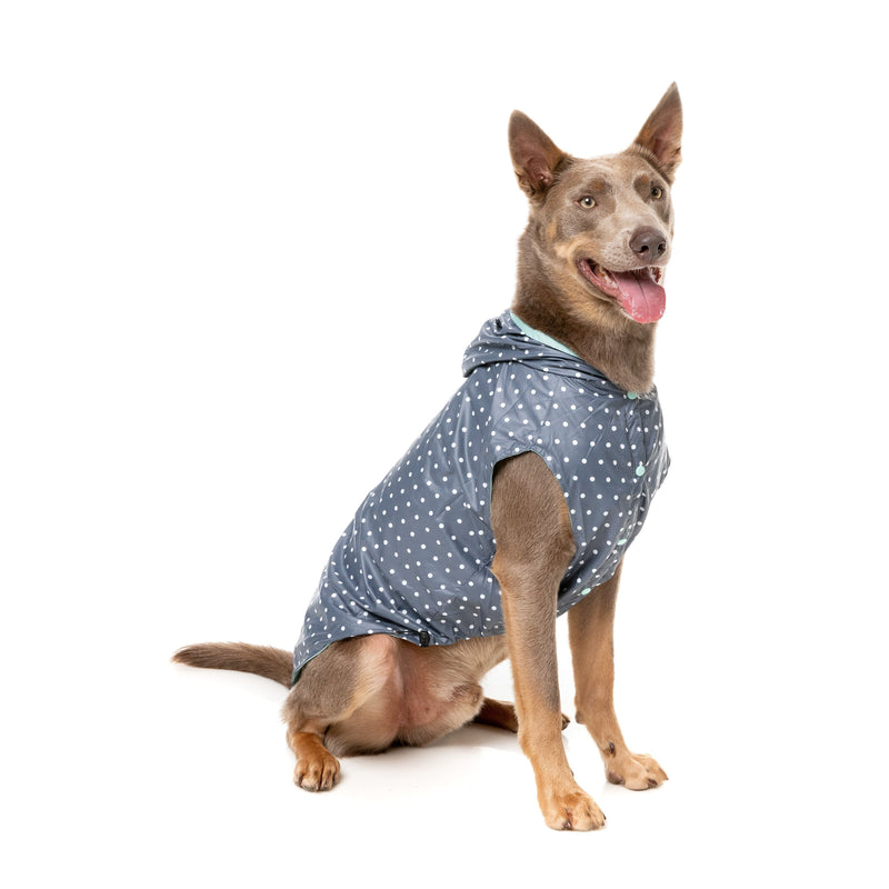 FuzzYard Dog Apparel Flipside Raincoat Mint and Grey Size 5