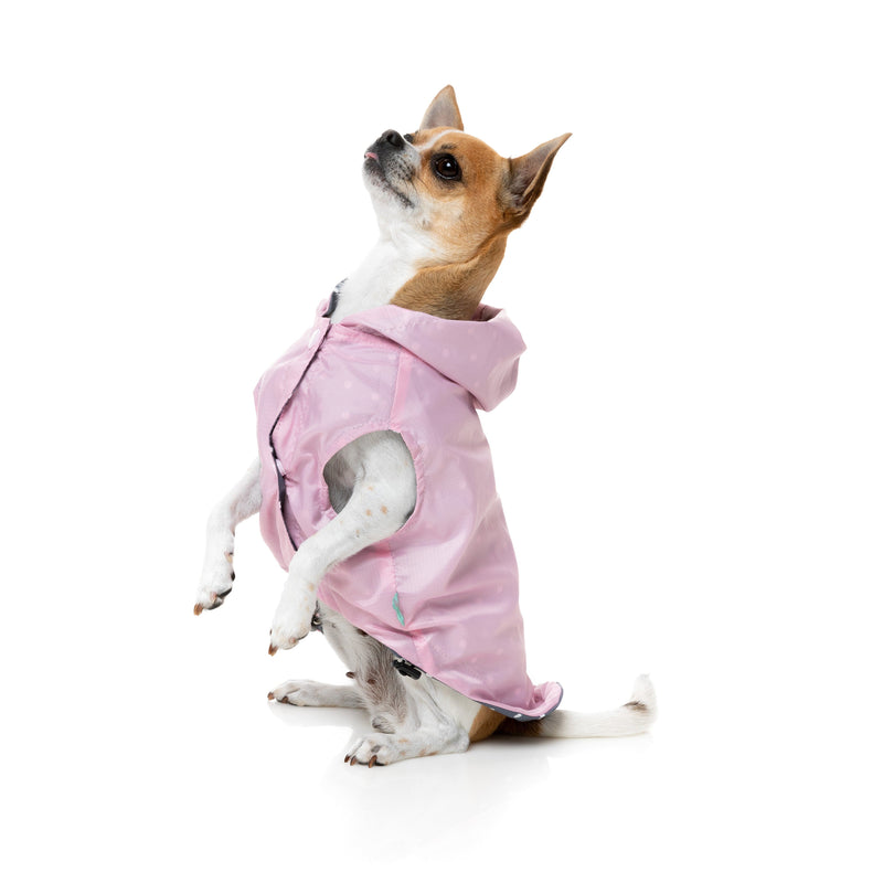 FuzzYard Dog Apparel Flipside Raincoat Pink and Grey Size 5
