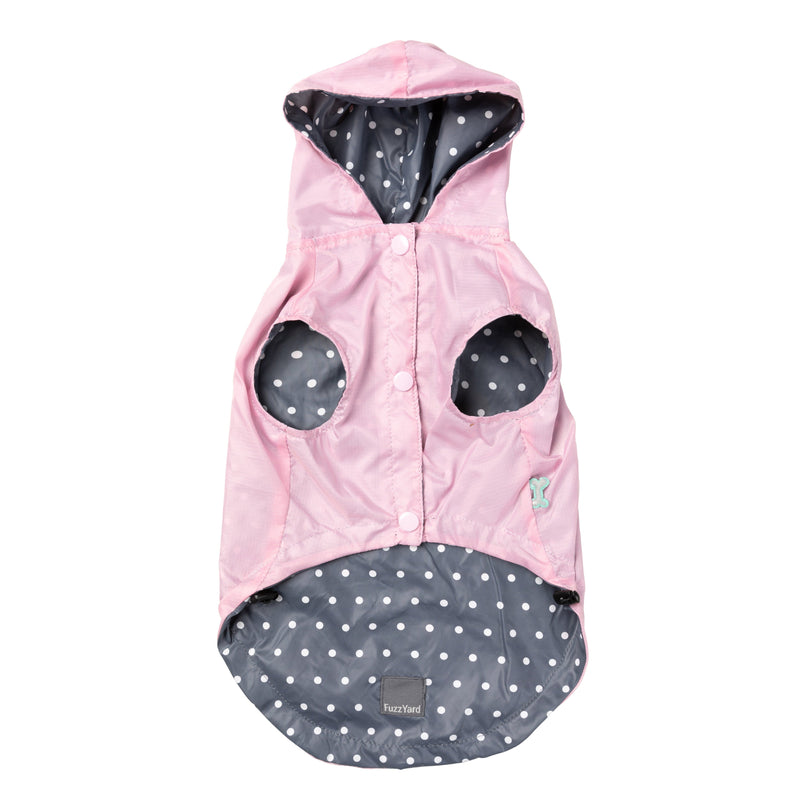 FuzzYard Dog Apparel Flipside Raincoat Pink and Grey Size 6-Habitat Pet Supplies