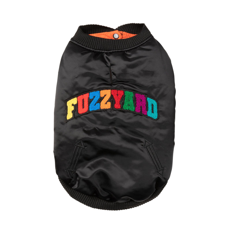 FuzzYard Dog Apparel Frat Jacket Black Size 7-Habitat Pet Supplies