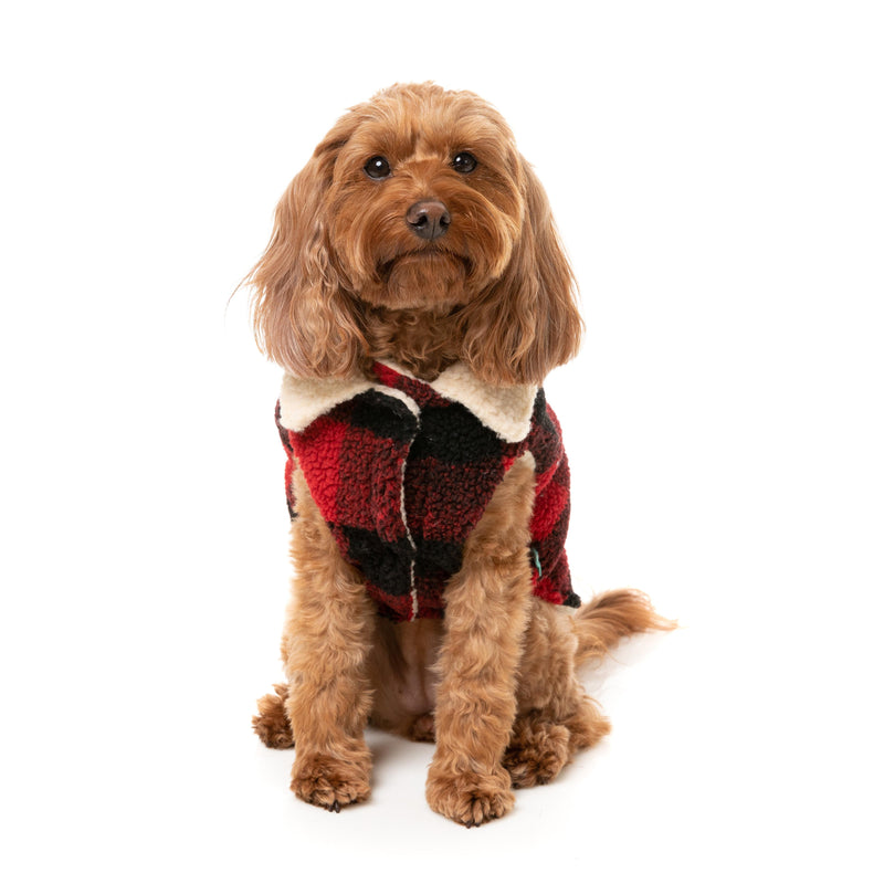 FuzzYard Dog Apparel Jacket Lumberjack Red Size 3 ^+^-Habitat Pet Supplies